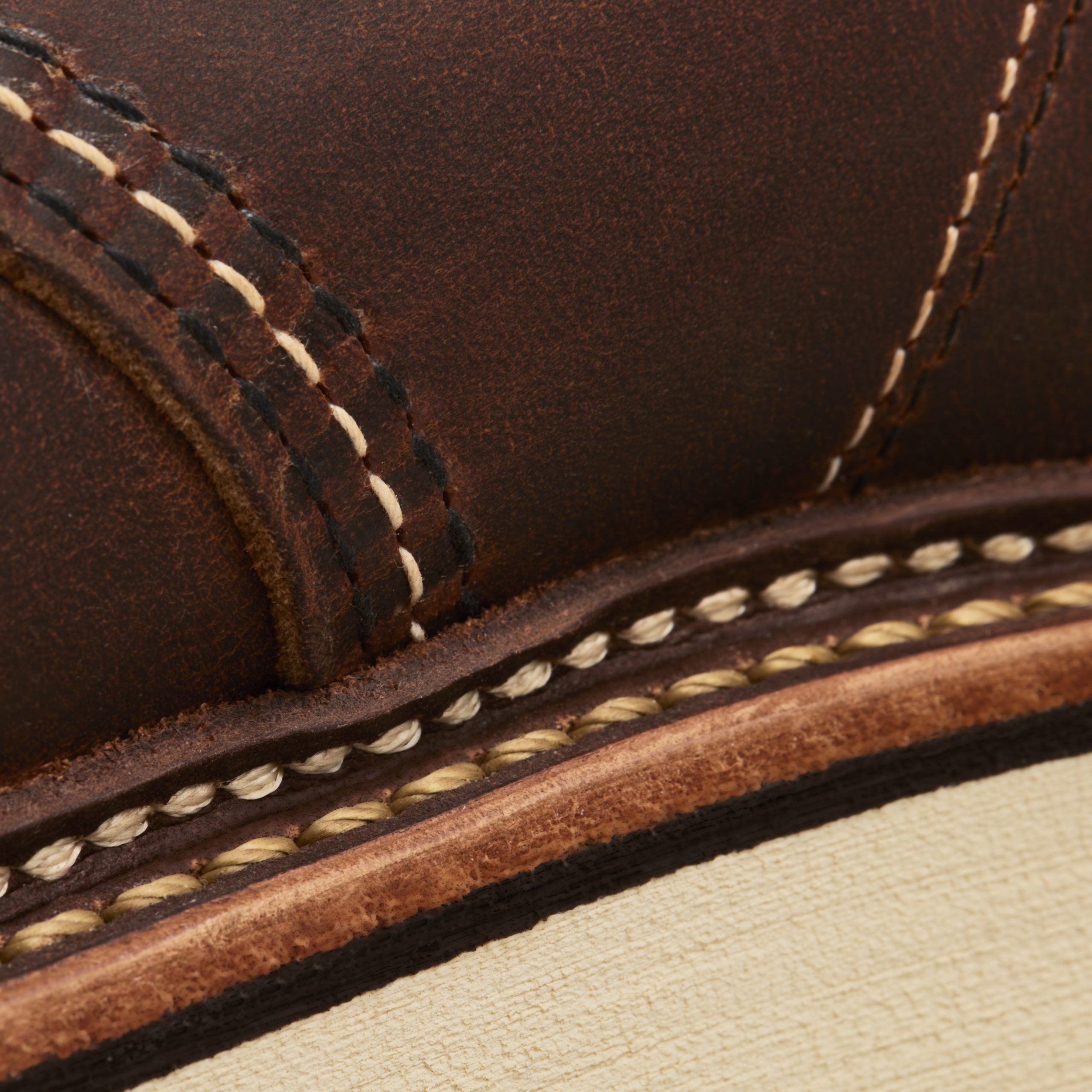 Rahmennaht des Red Wing Moc Toe 1907 im Detail