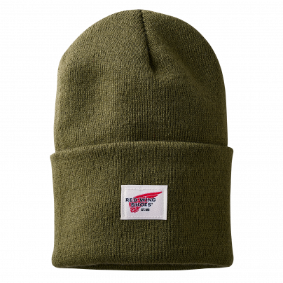 Red Wing Logo Knit Beanie Hat 97437 in Army Green