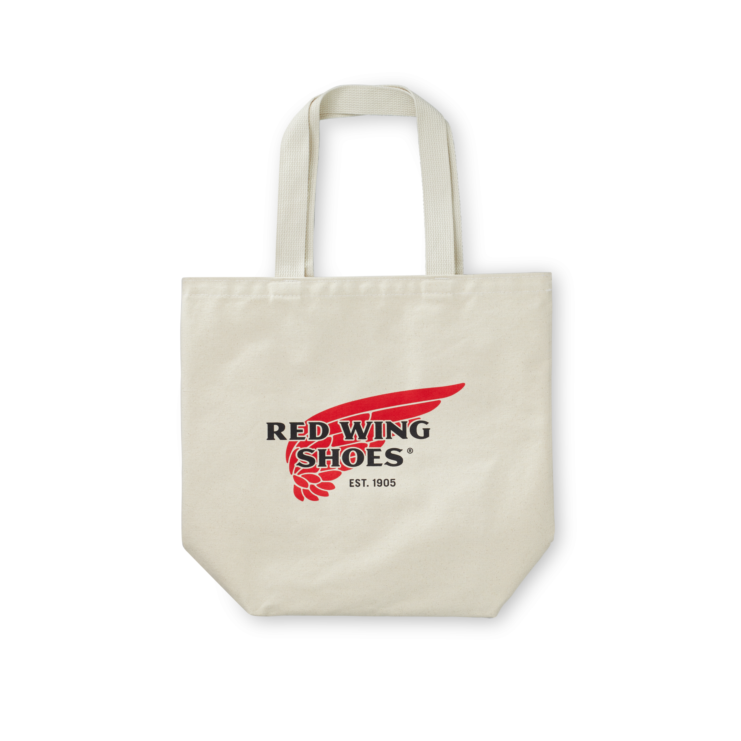 Naturfarbene Red Wing Canvas Tote Bag 95069 aus schwerem Canvas mit Siebdruck-Logo – Vorderansicht