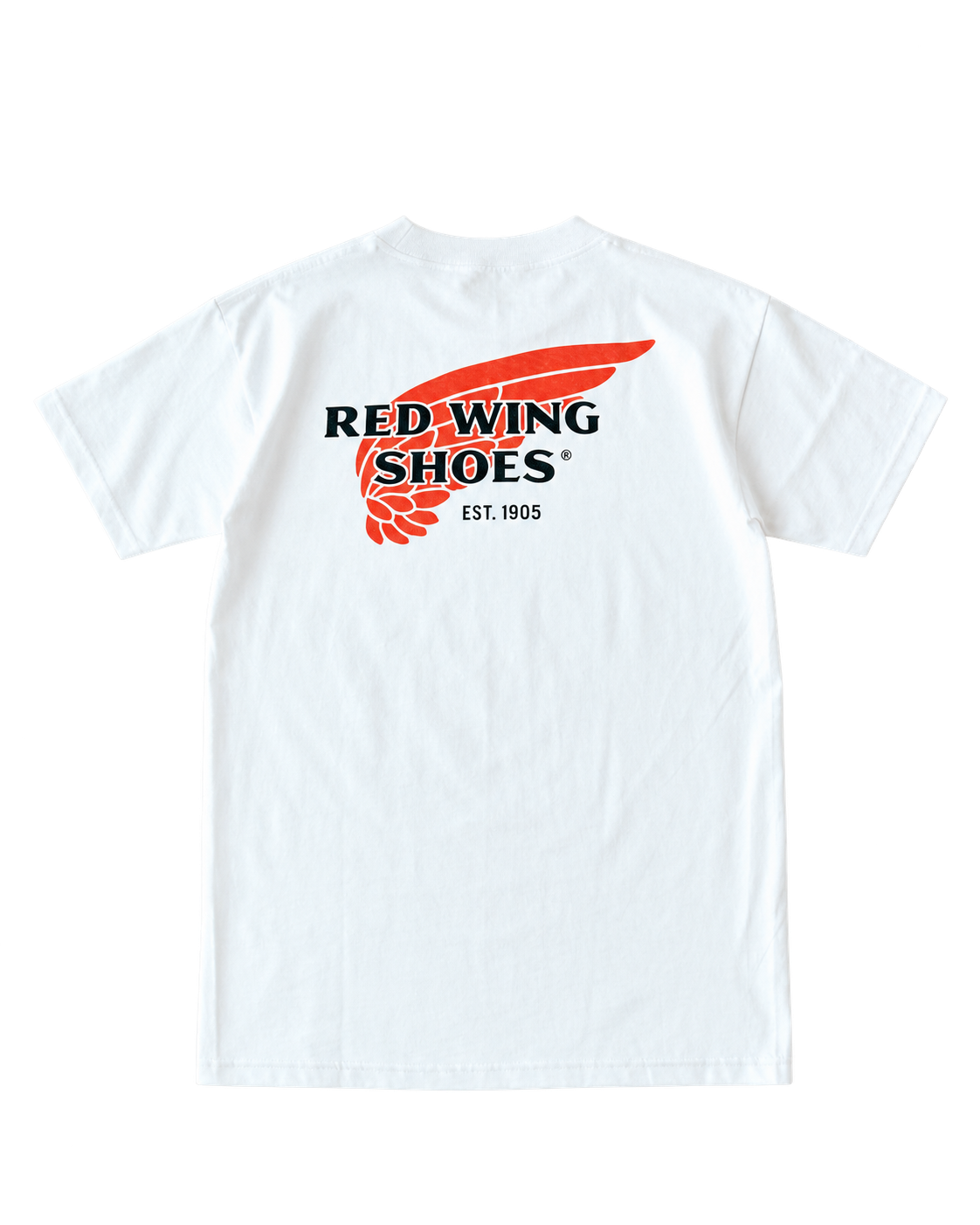 Weißes Red Wing T-Shirt 97610 mit großem roten Wing-Logo auf dem Rücken – Rückansicht
