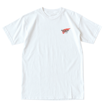 Weißes Red Wing T-Shirt 97610 mit kleinem Wing-Logo auf der Brust – Vorderansicht