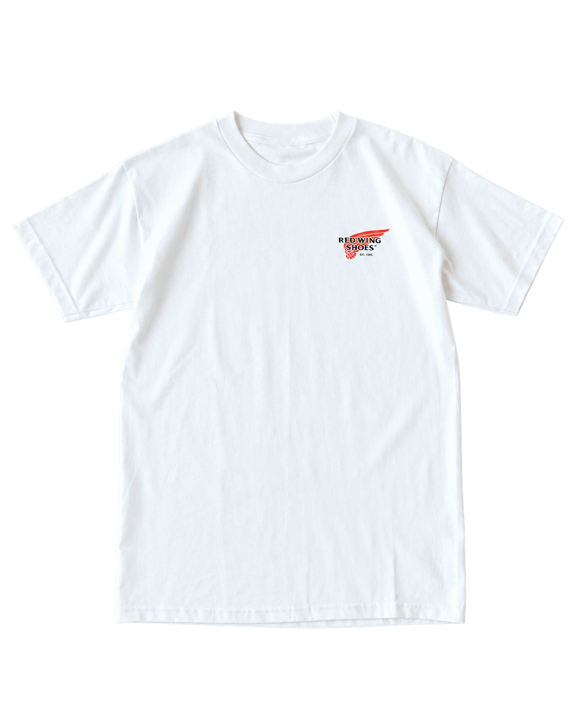 Weißes Red Wing T-Shirt 97610 mit kleinem Wing-Logo auf der Brust – Vorderansicht